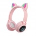 Audífonos de diadema con orejas de gato y luces LED RM05