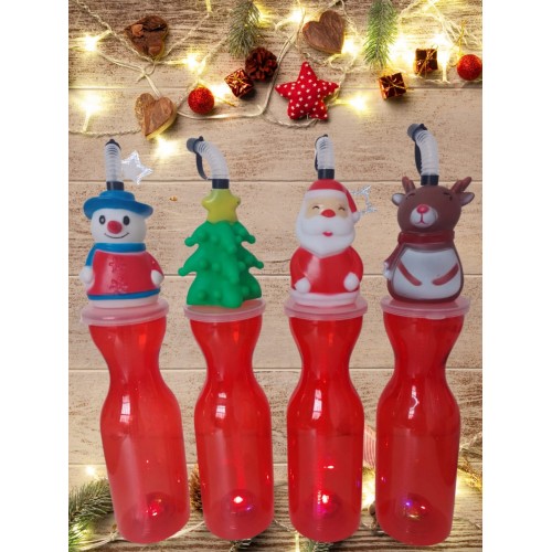 Botella de agua Vaso de 500ml con figuras navideñas con luz incluye stickers LU578